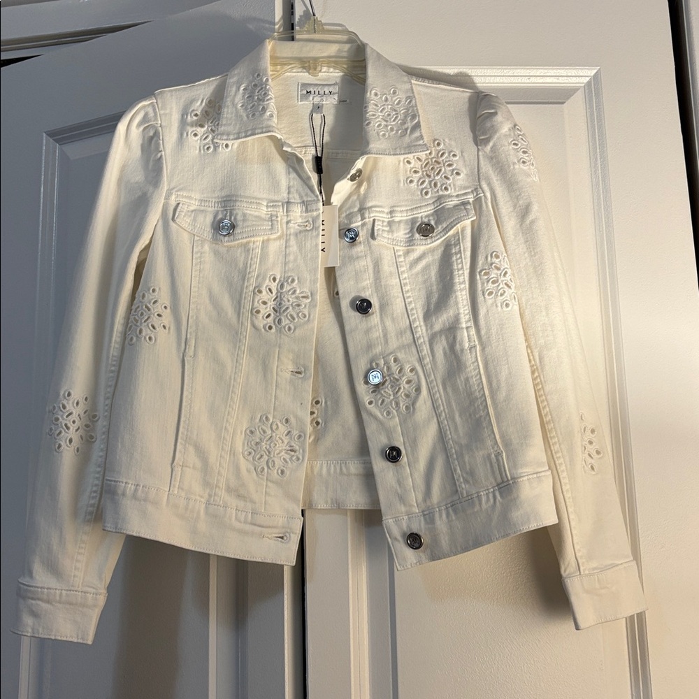 White Eyelet Denim Jacket